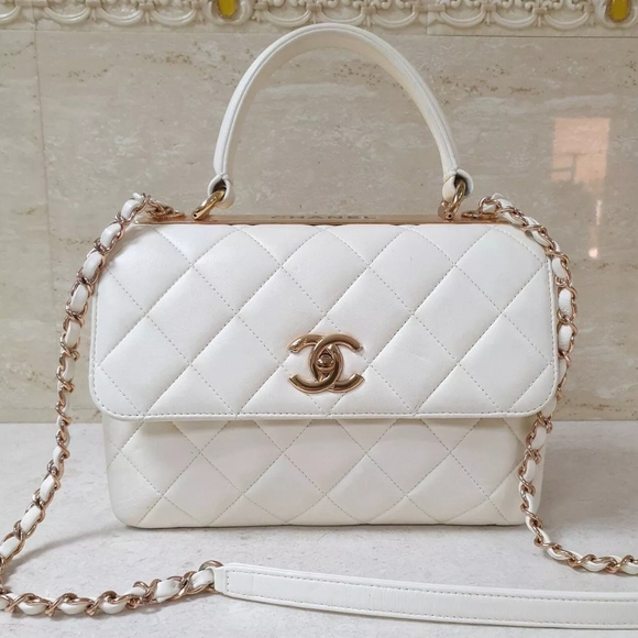Chanel CC Trendy White Limited Edition Lambskin Bag - Picture 1 of 3